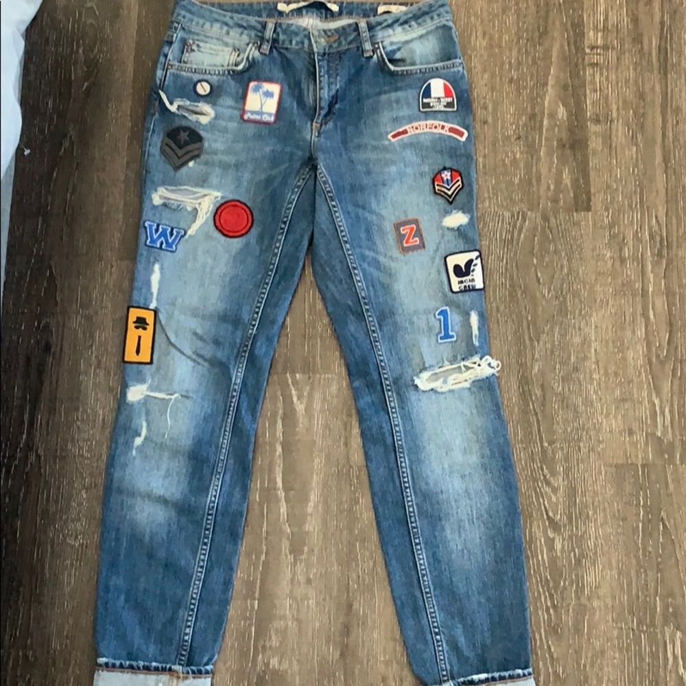 Zara Patchwork Denim Jeans